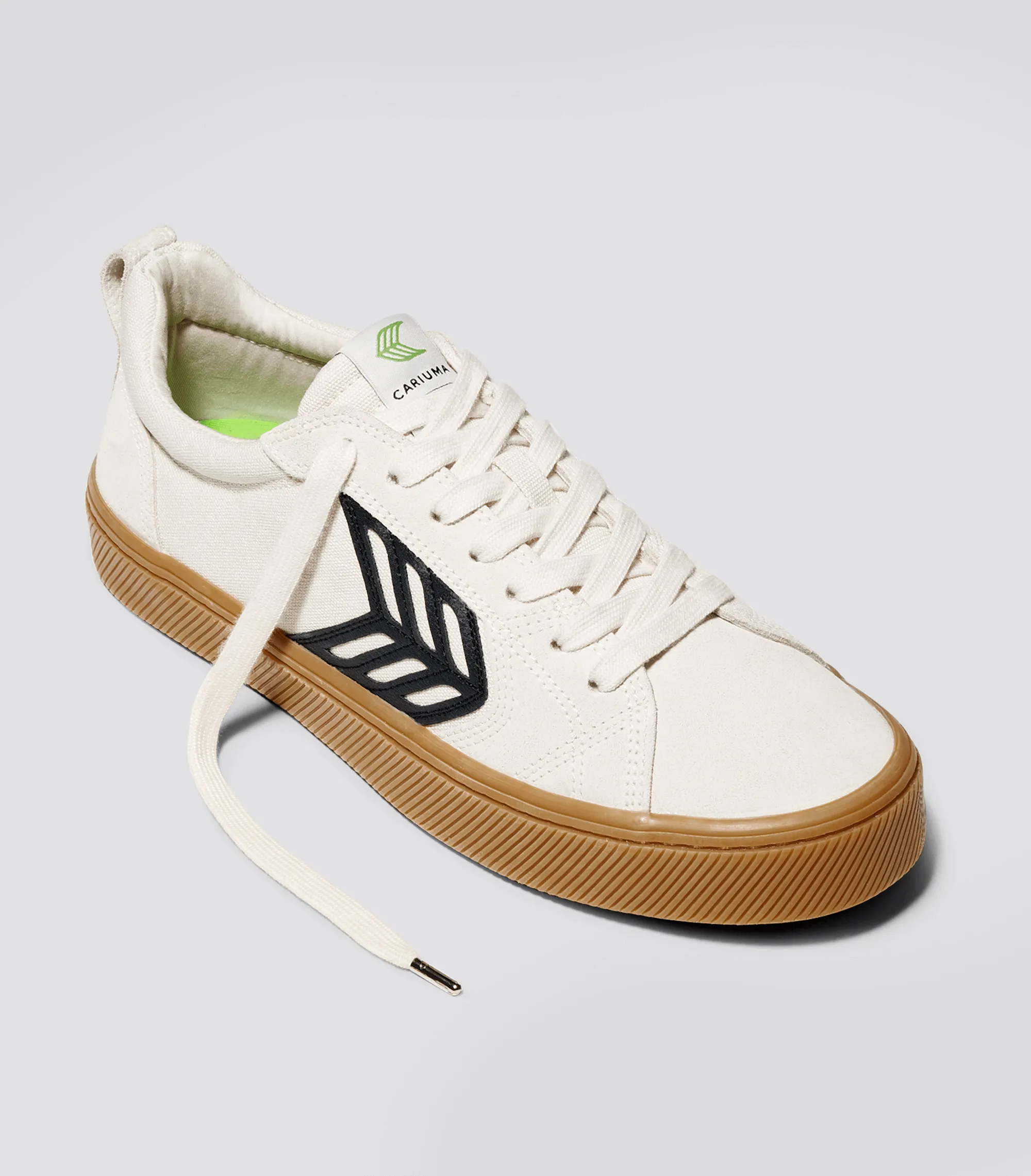 CATIBA PRO Low Gum Vintage White Suede and Canvas Black Logo Sneaker Men