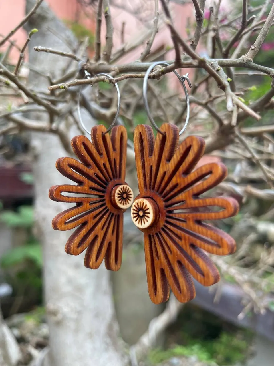 Celestial Wood Earrings | SUN SHINE