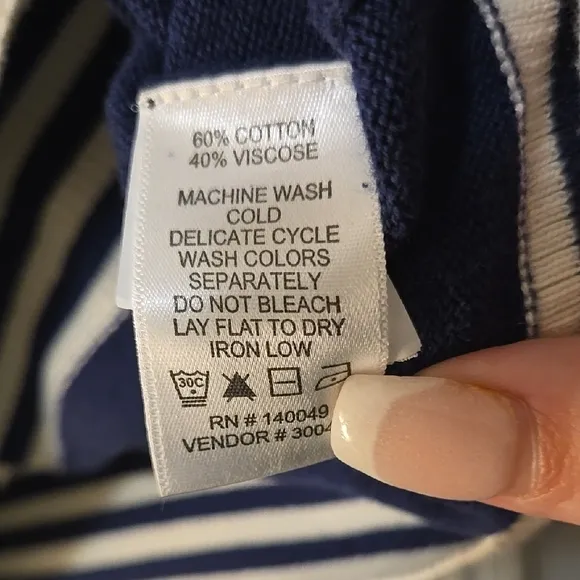 Chadwicks Blue and White Crew Neck Sweater with Stripes