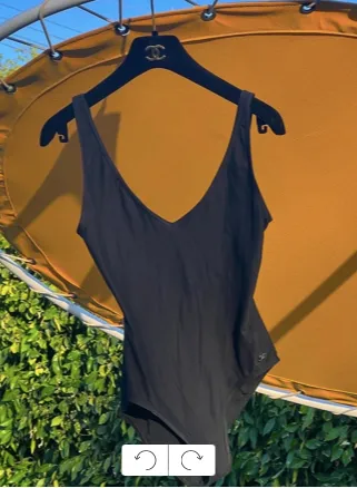 Chanel Size 40 Black Swimsuit