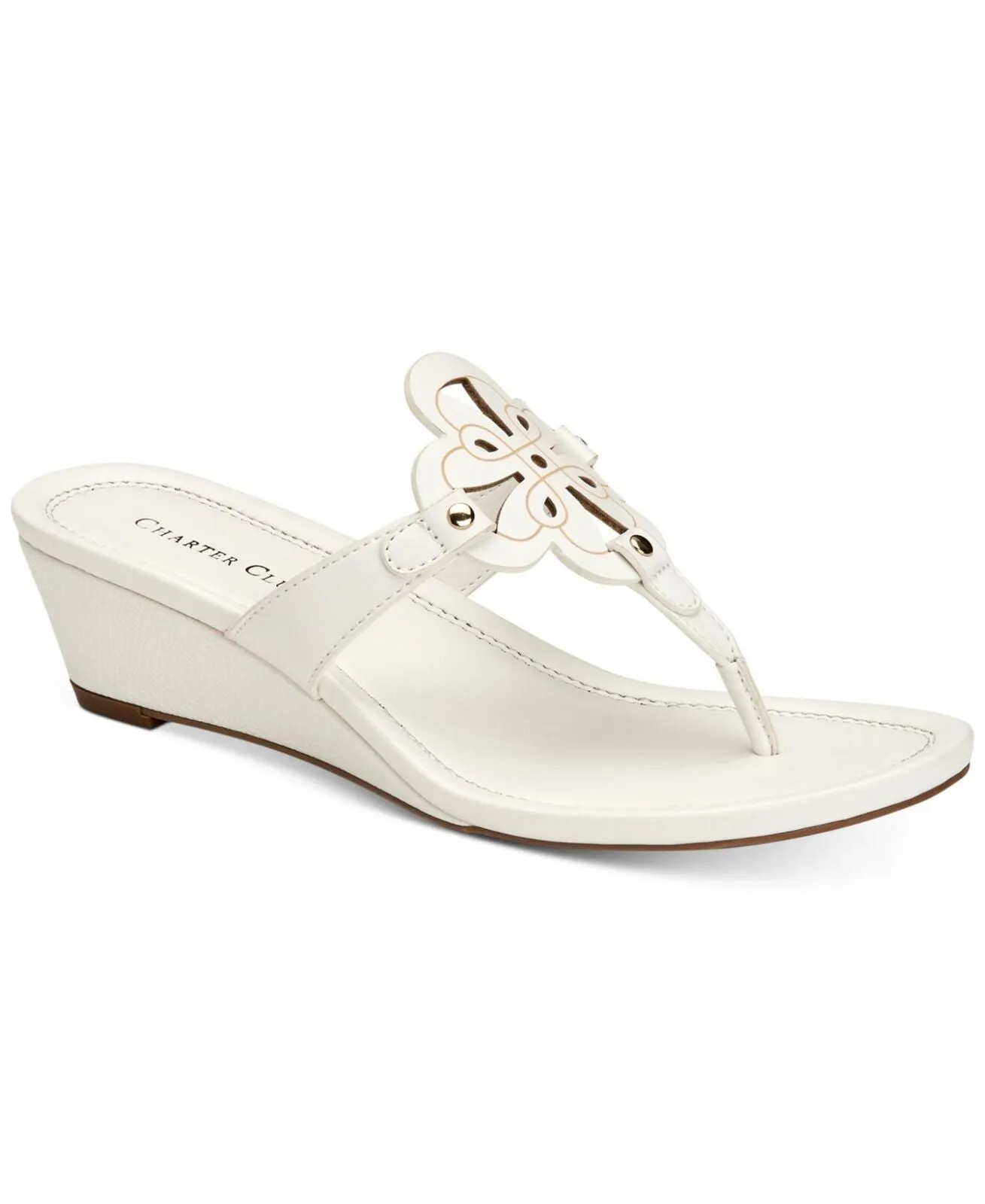 Charter Club Womens Penelopee Slides Wedge Sandals 10009958900 White 8.5M