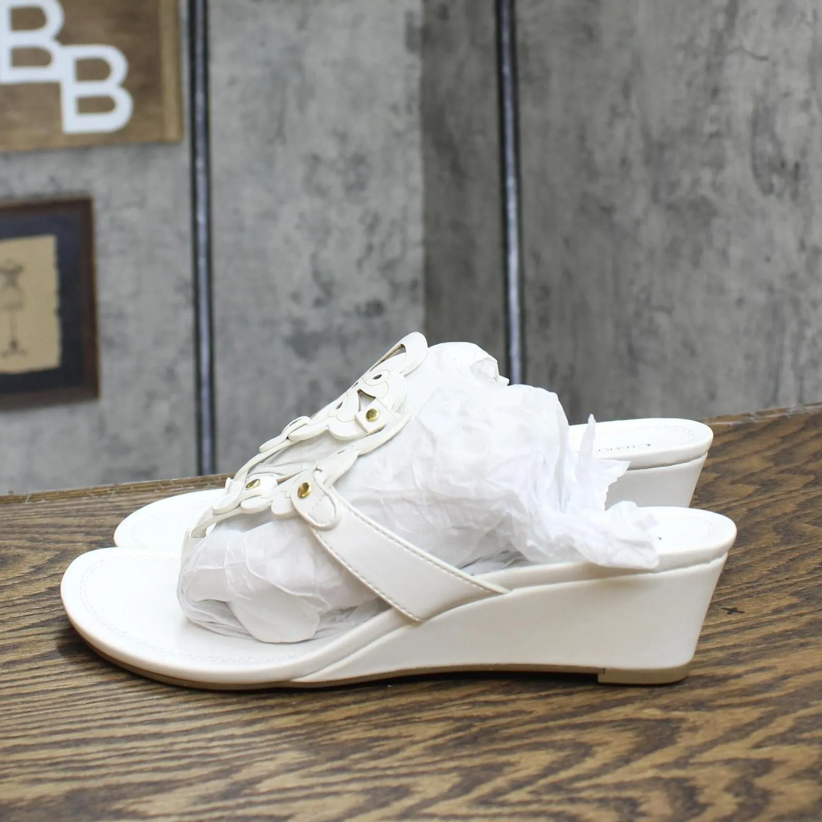 Charter Club Womens Penelopee Slides Wedge Sandals 10009958900 White 8.5M