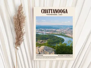 Chattanooga Vintage Wall Art, Tennessee, USA