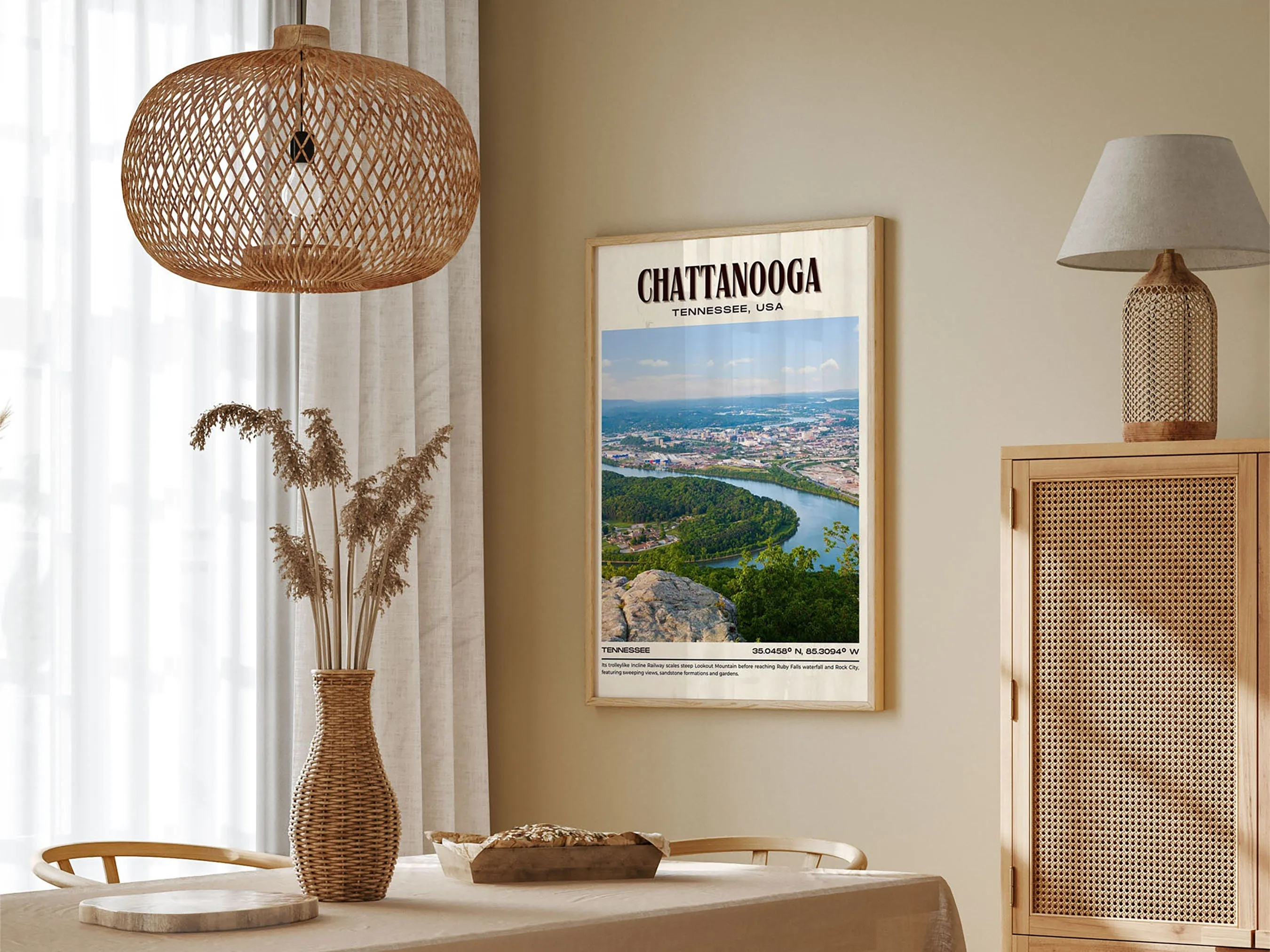 Chattanooga Vintage Wall Art, Tennessee, USA