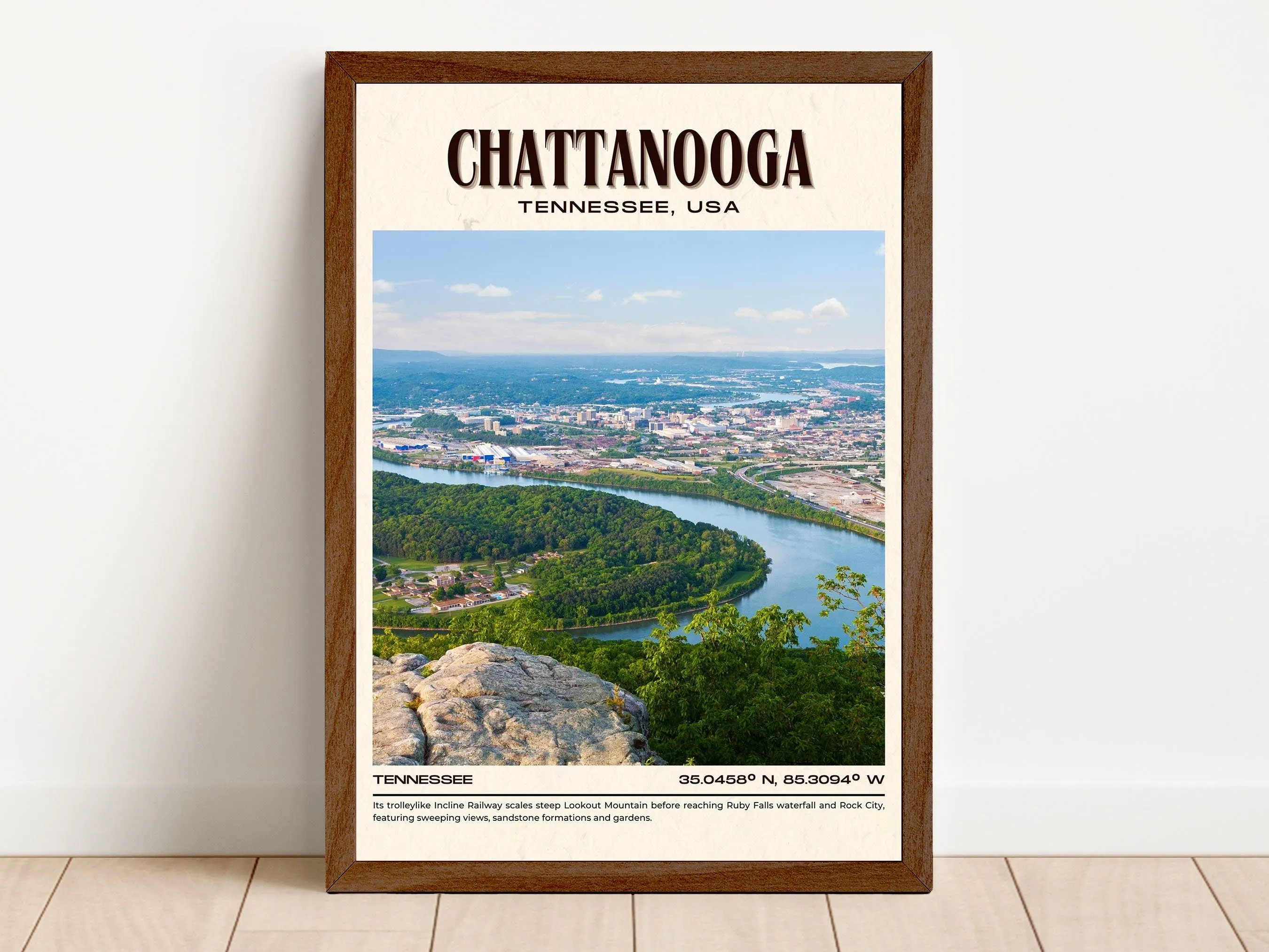 Chattanooga Vintage Wall Art, Tennessee, USA