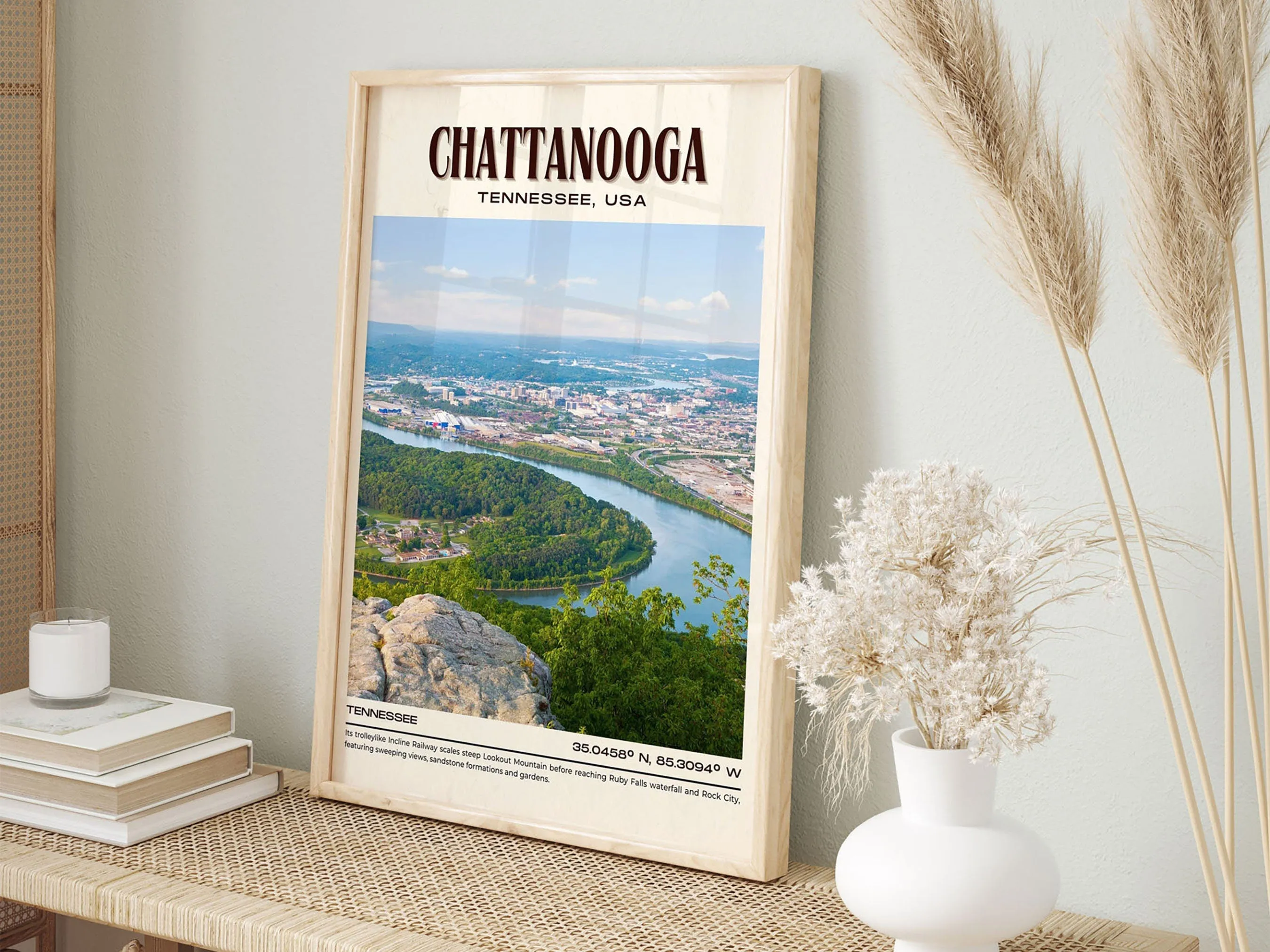 Chattanooga Vintage Wall Art, Tennessee, USA