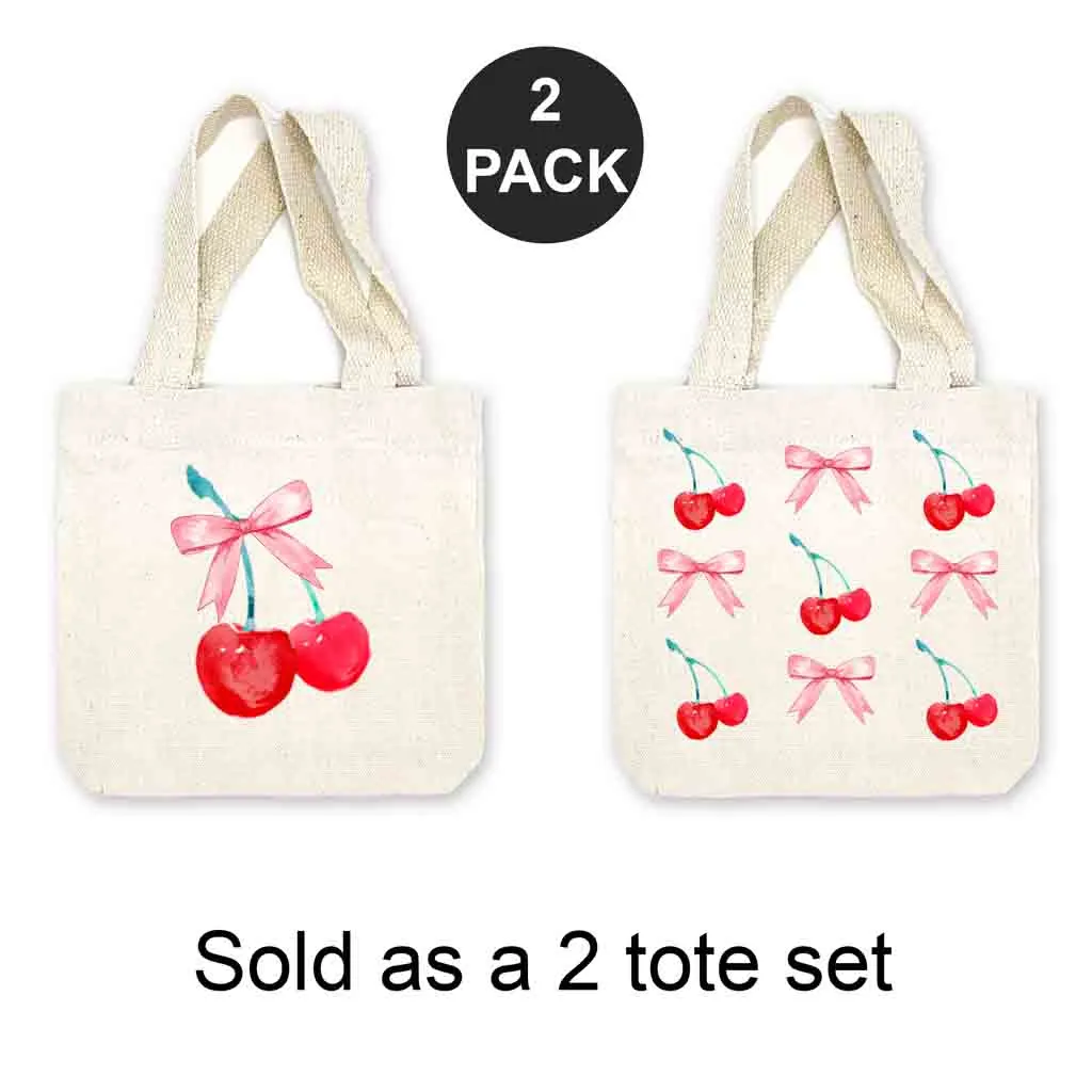 Cherries and Bows Mini Valentine's Gift Bag - Sold as set of 2