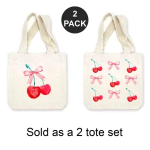 Cherries and Bows Mini Valentine's Gift Bag - Sold as set of 2