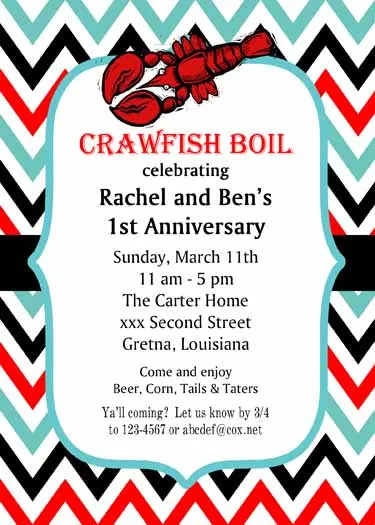 CHEVRON CRAWFISH CUSTOM INVITATION