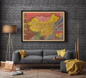 China Map Poster| Vintage Map China Wall Print