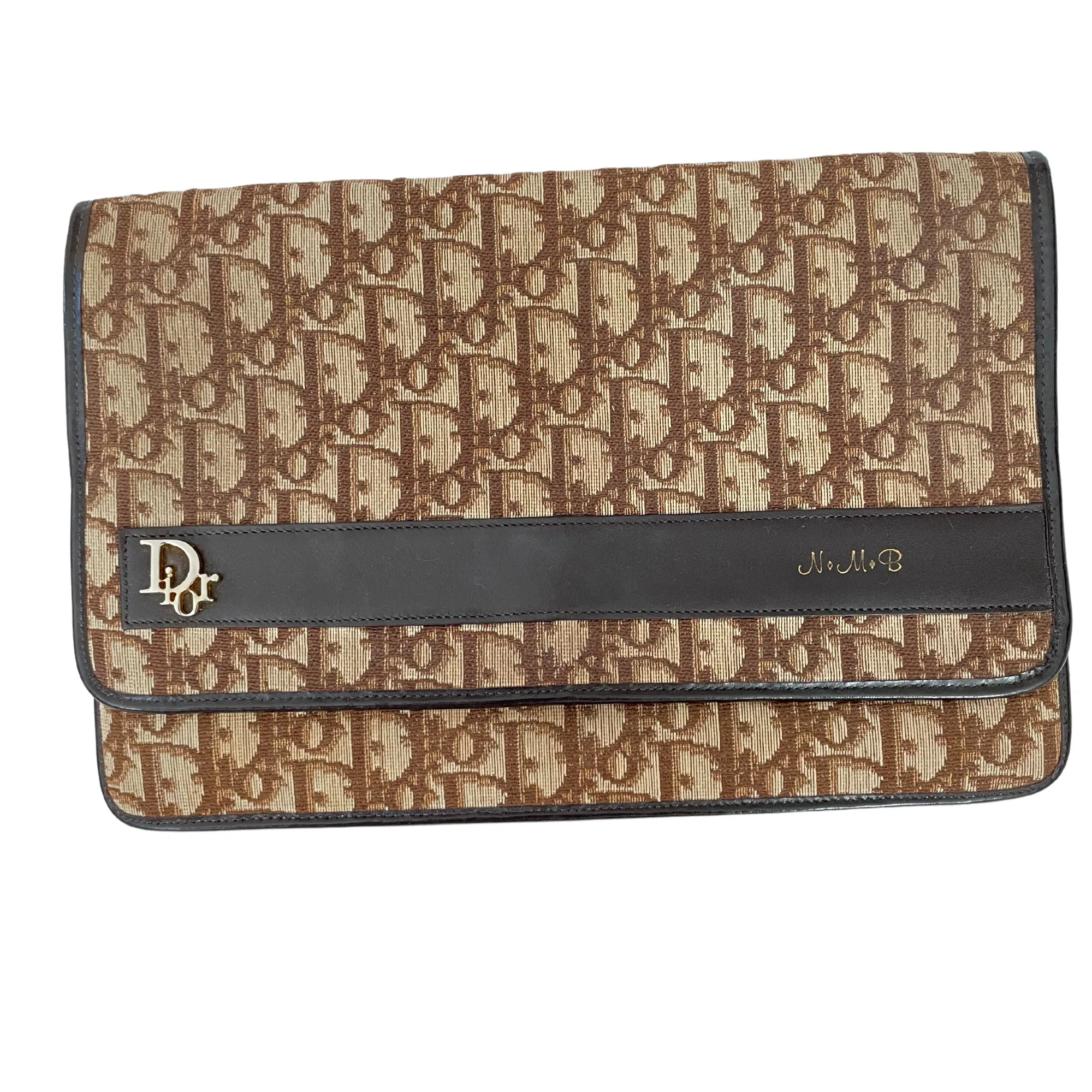 Christian Dior Brown Vintage Diorissimo Flap Clutch