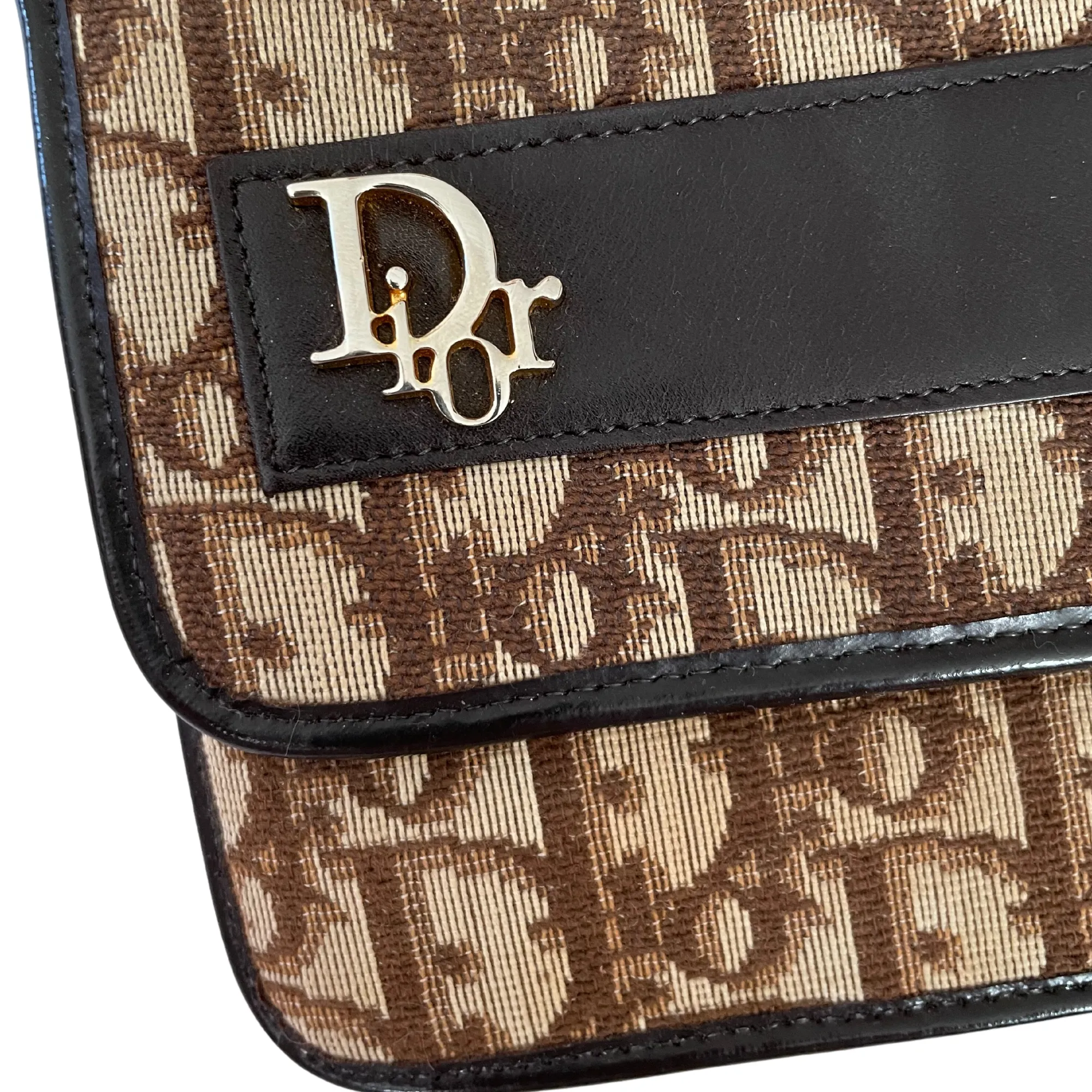 Christian Dior Brown Vintage Diorissimo Flap Clutch
