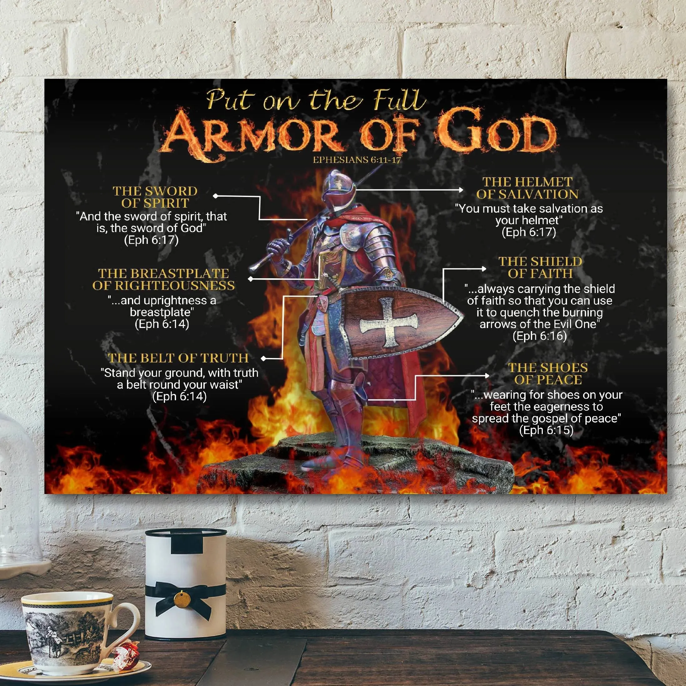 Christianartbag Home Decor, Put On The Full Armor Of God Canvas, Jesus Poster, Jesus Canvas Wall Art, Bible Verse Canvas Wall Art, Scripture Canvas