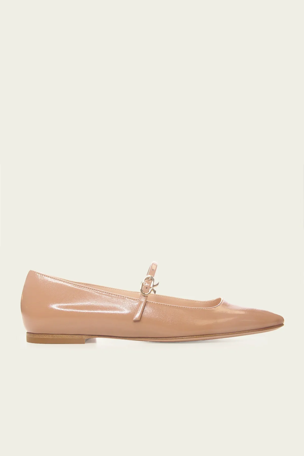 Christina Patent Leather Ballerina Flats in Praline