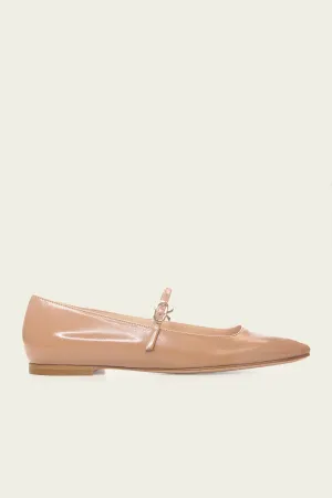 Christina Patent Leather Ballerina Flats in Praline