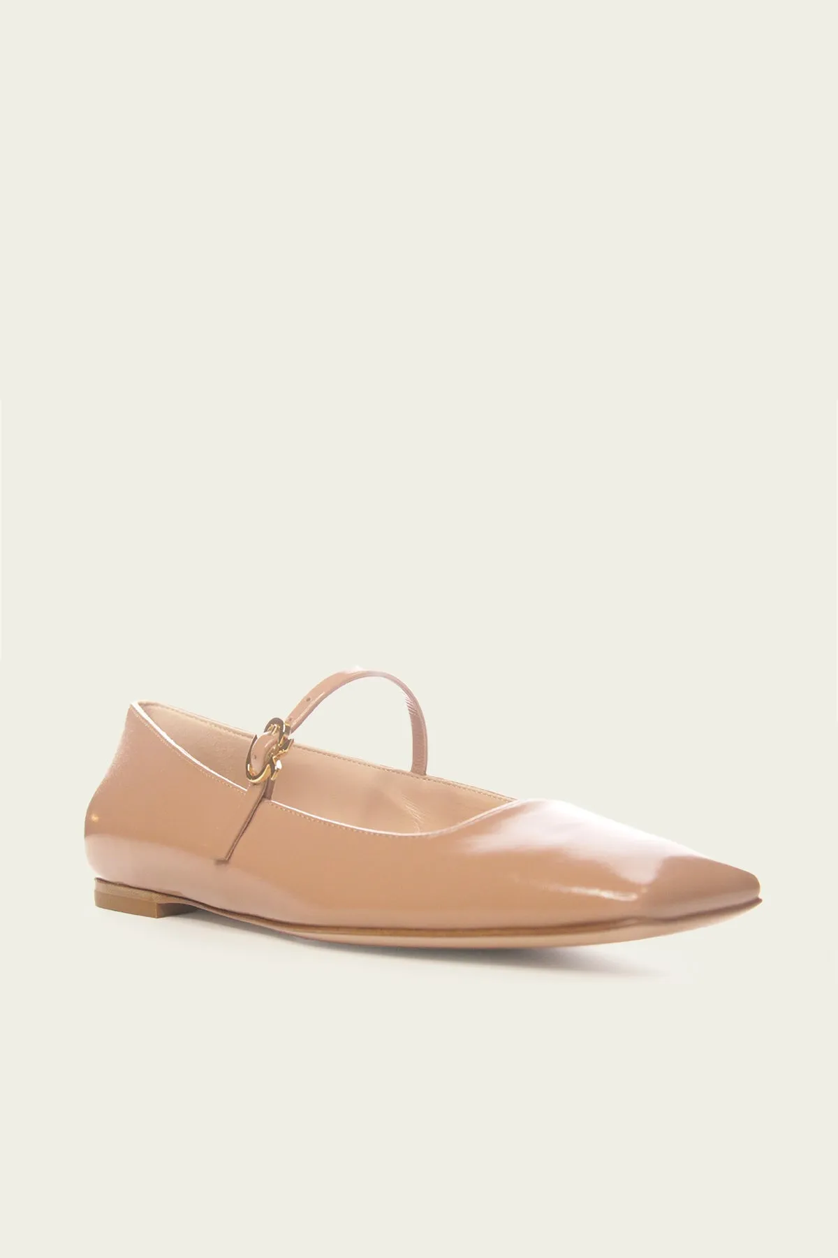 Christina Patent Leather Ballerina Flats in Praline