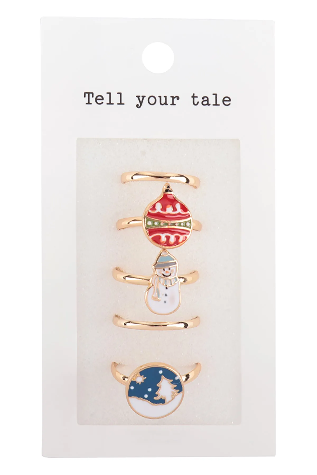 CHRISTMAS WINTER SNOW MAN EPOXY RING SET