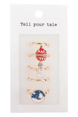 CHRISTMAS WINTER SNOW MAN EPOXY RING SET