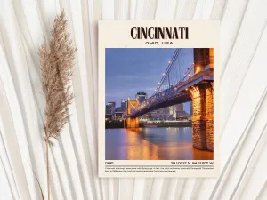 Cincinnati Vintage Wall Art, Ohio, USA