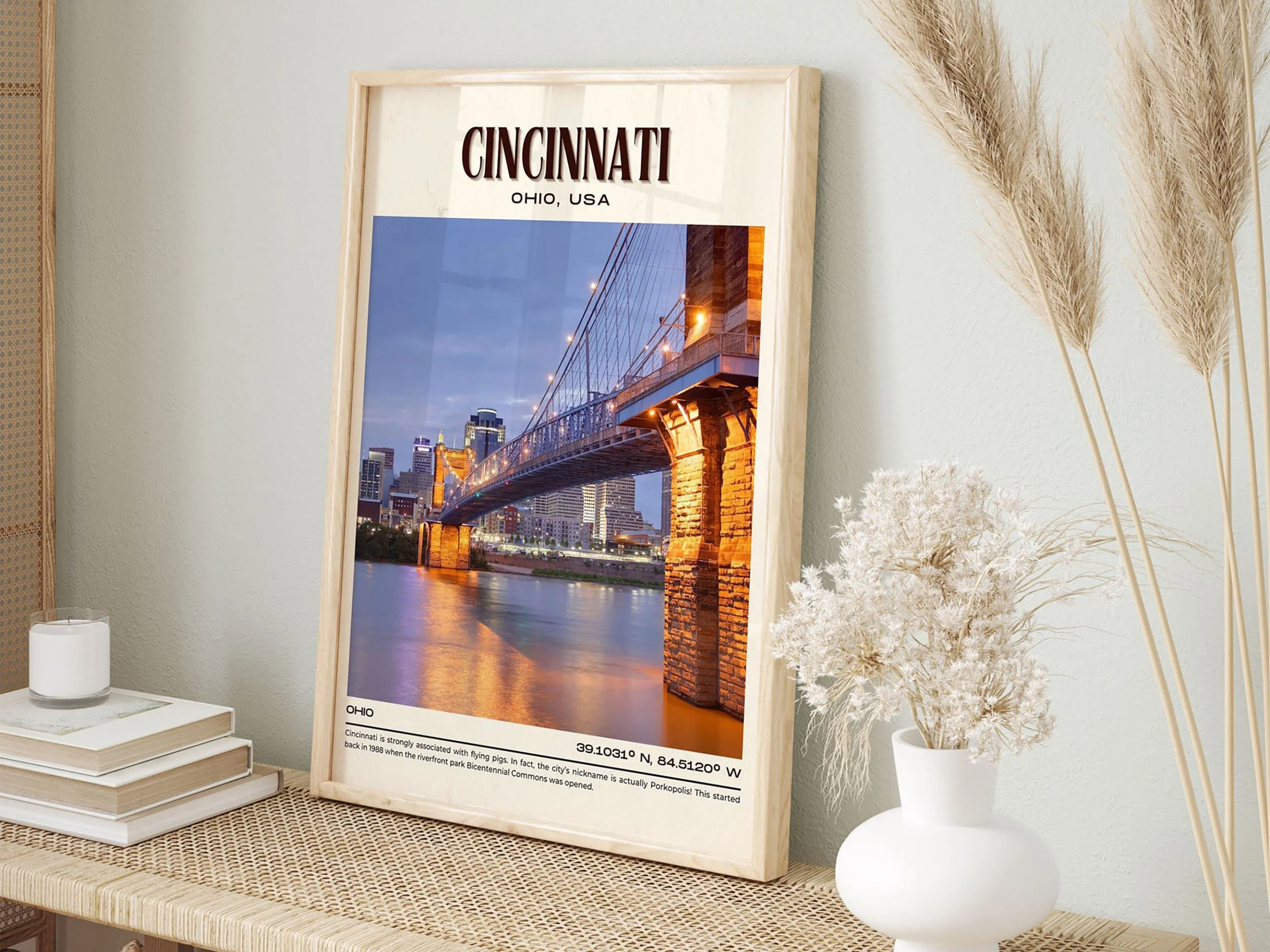 Cincinnati Vintage Wall Art, Ohio, USA