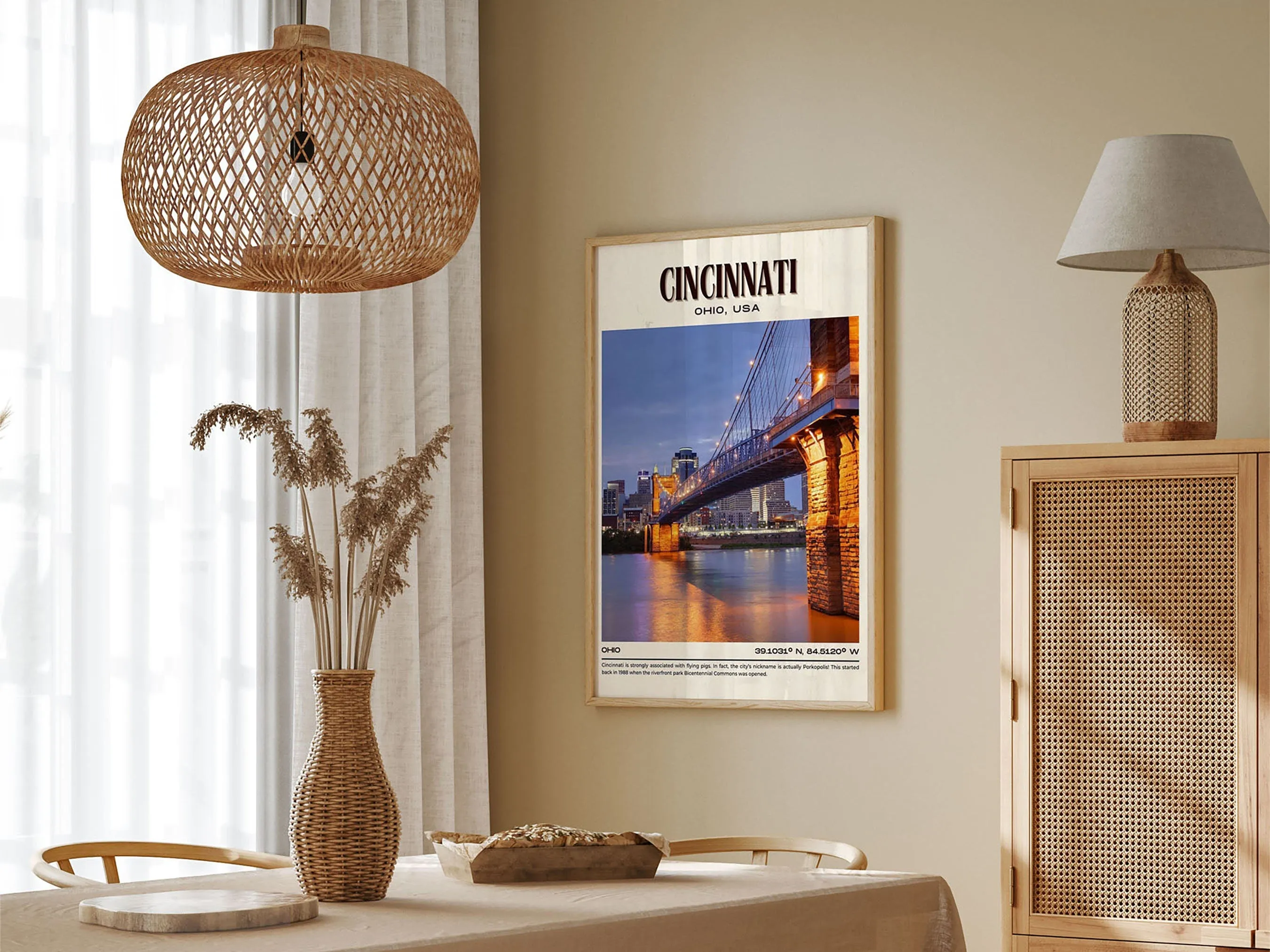 Cincinnati Vintage Wall Art, Ohio, USA