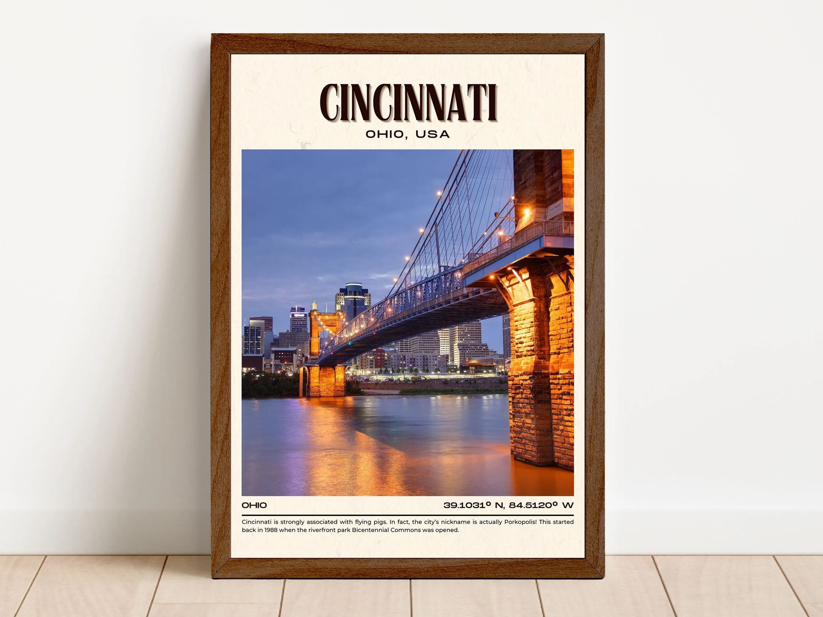 Cincinnati Vintage Wall Art, Ohio, USA