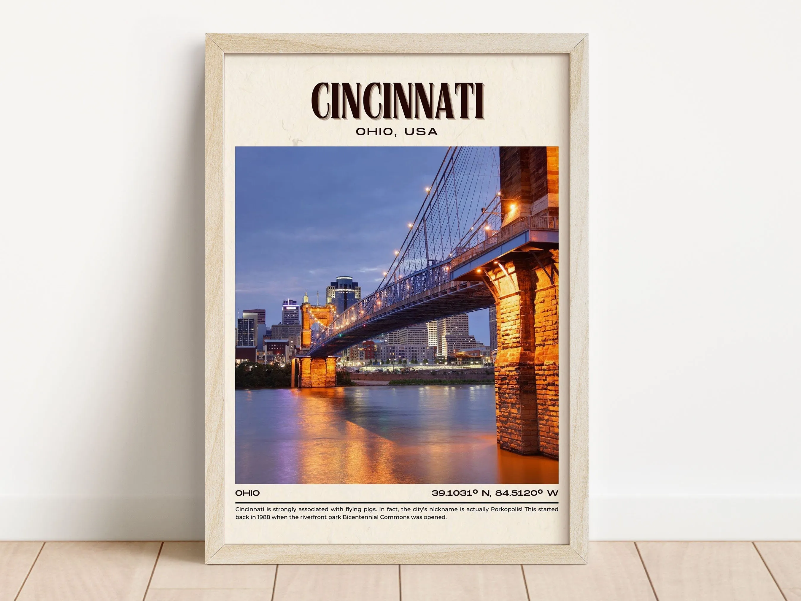 Cincinnati Vintage Wall Art, Ohio, USA
