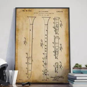Clarinet Vintage Patent Poster Print