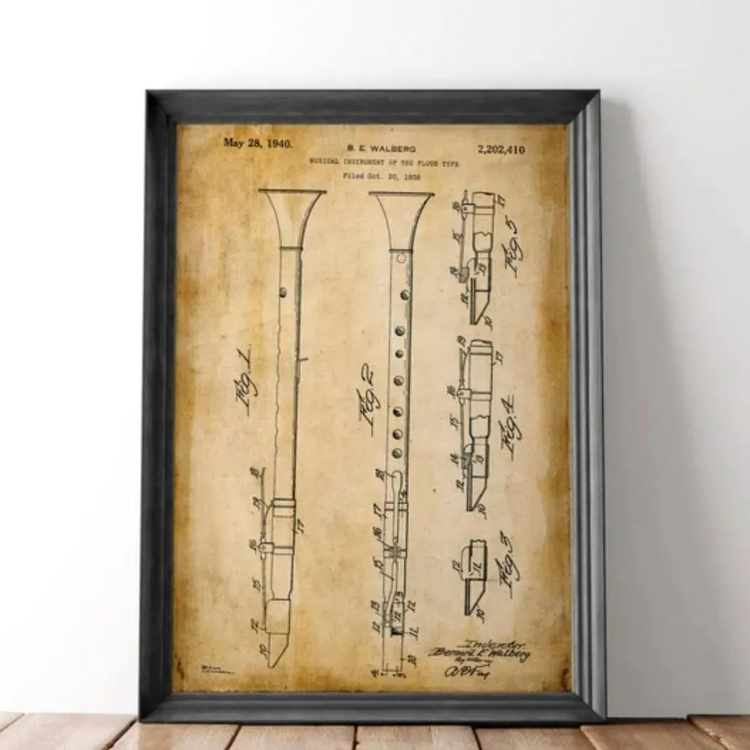 Clarinet Vintage Patent Poster Print