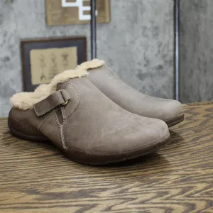 Clarks Women's Roseville Clog Flats Shoes 26162238 Dark Taupe Leather Brown 9.5M