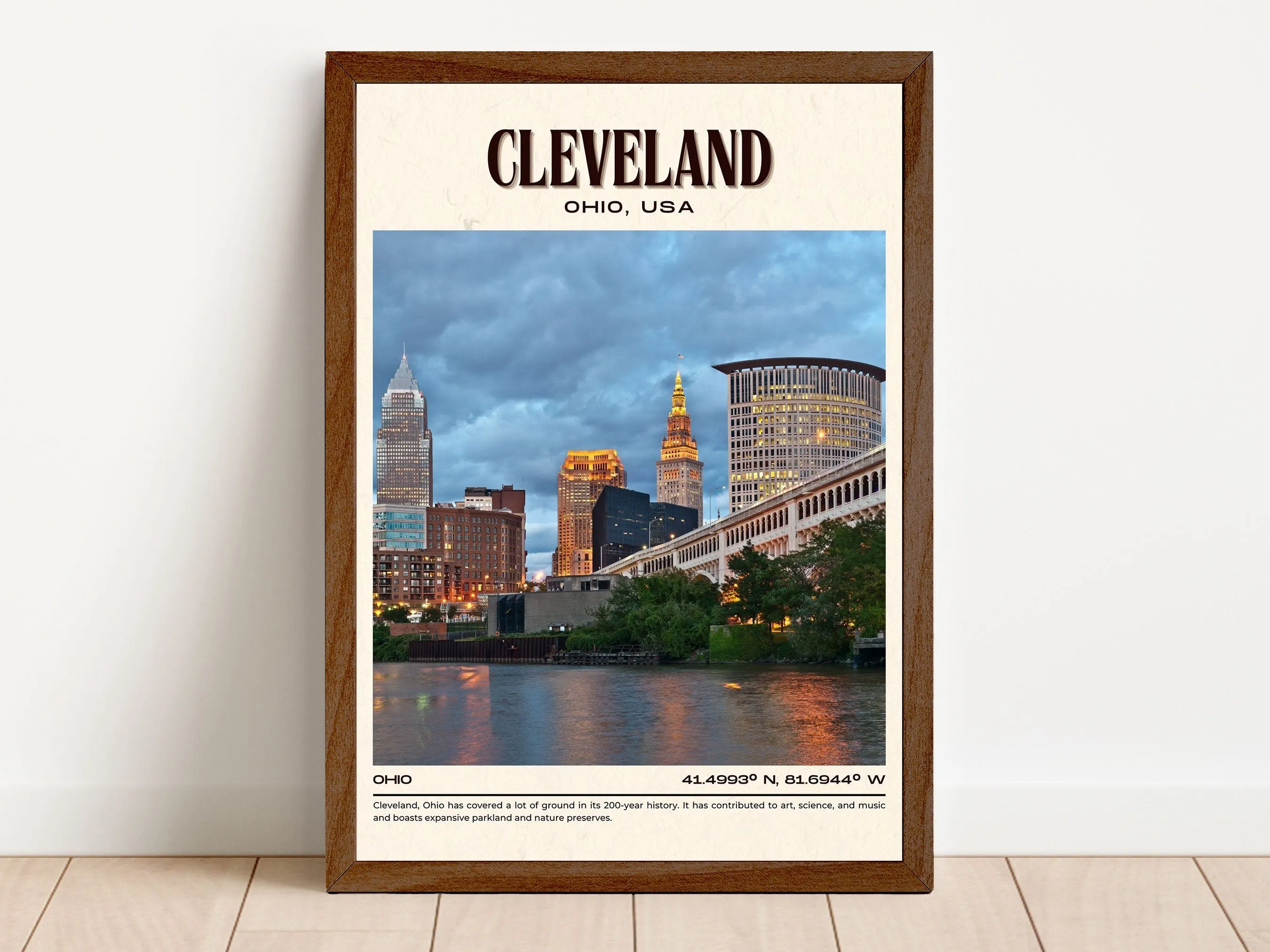 Cleveland Vintage Wall Art, Ohio, USA