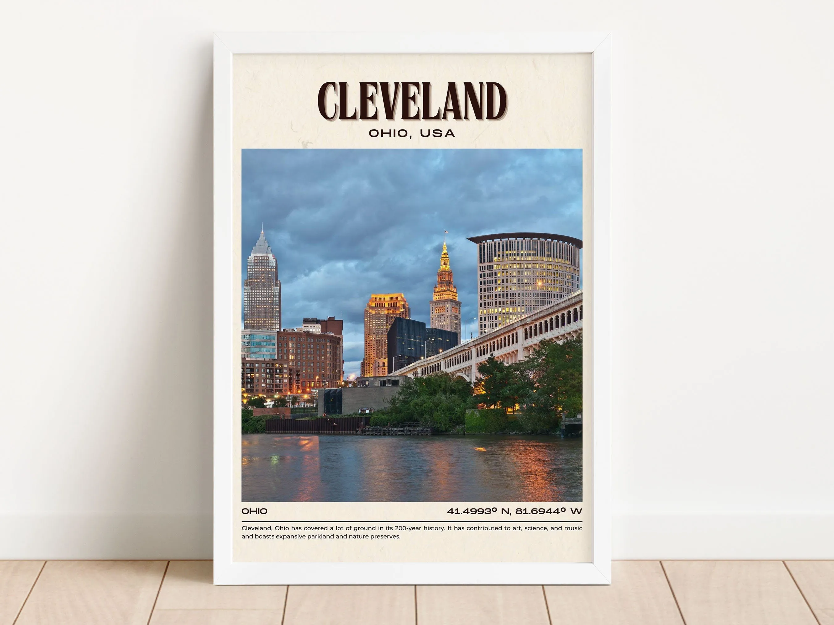 Cleveland Vintage Wall Art, Ohio, USA
