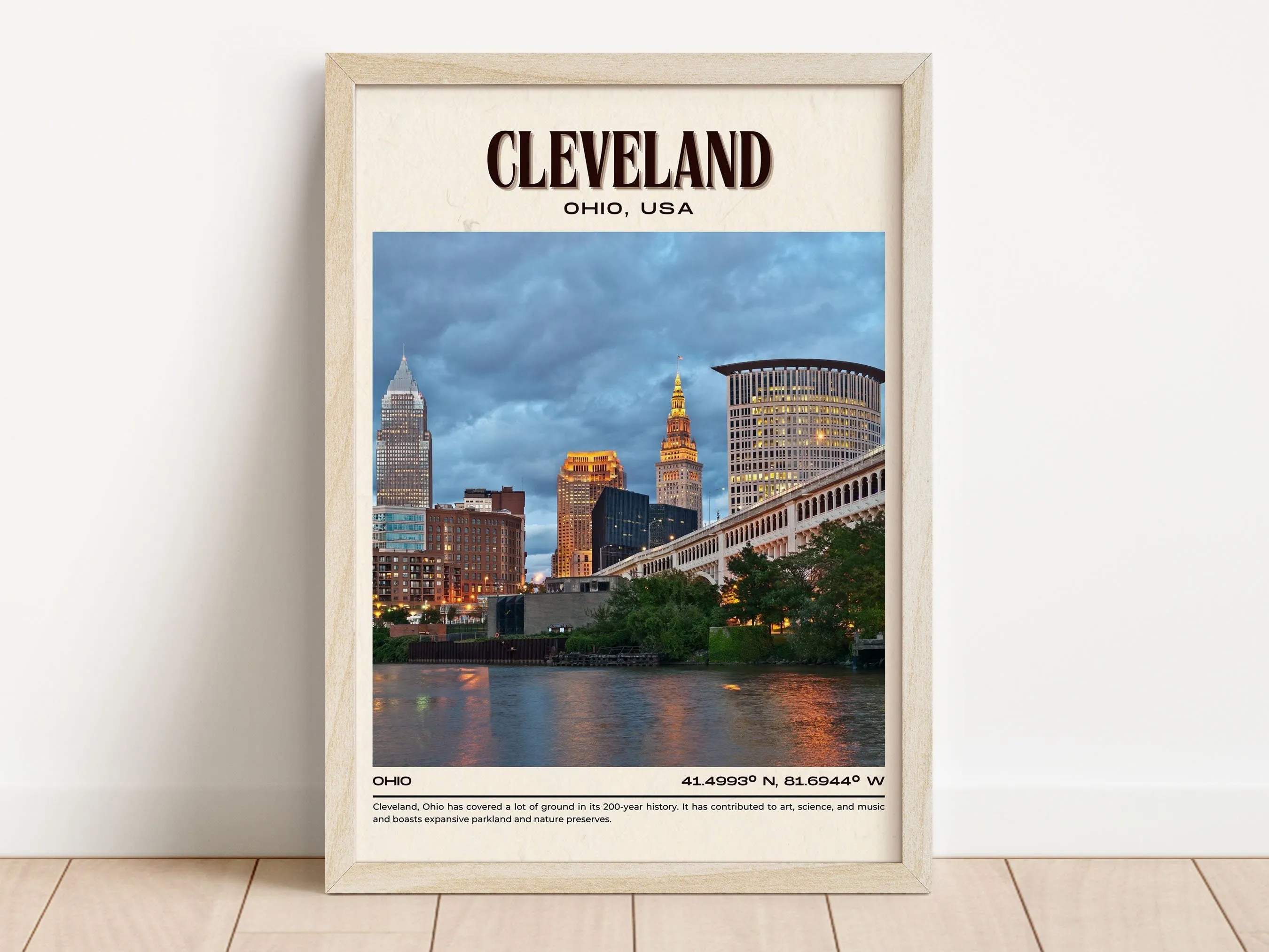 Cleveland Vintage Wall Art, Ohio, USA