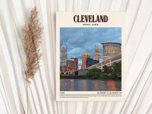 Cleveland Vintage Wall Art, Ohio, USA