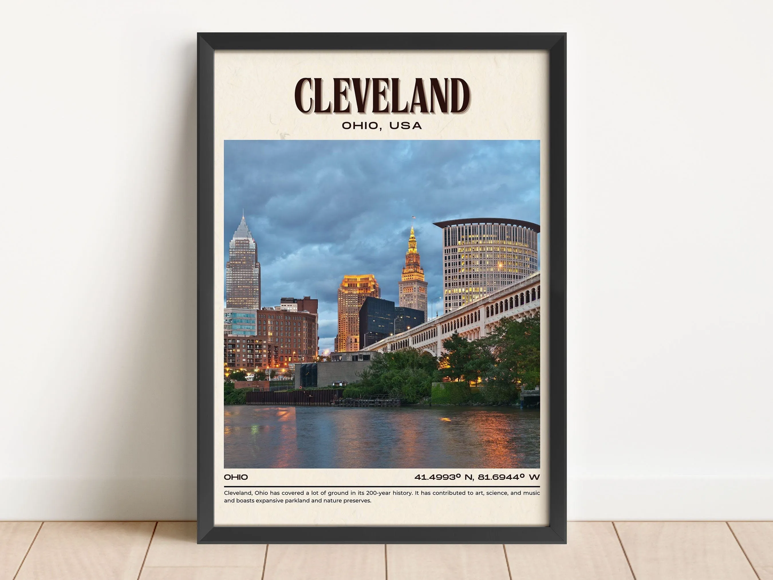 Cleveland Vintage Wall Art, Ohio, USA