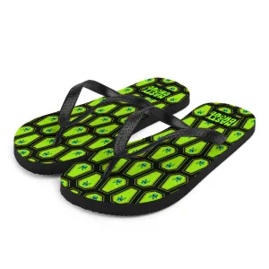 Coffin and Skull Flip-Flops All Over Print Black & Neon Green