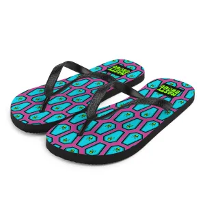 Coffin and Skull Flip-Flops All Over Print / Pink & Teal