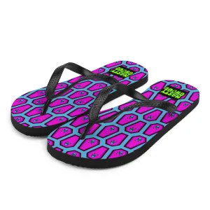 Coffin and Skull Flip-Flops All Over Print / Teal & Hot Pink