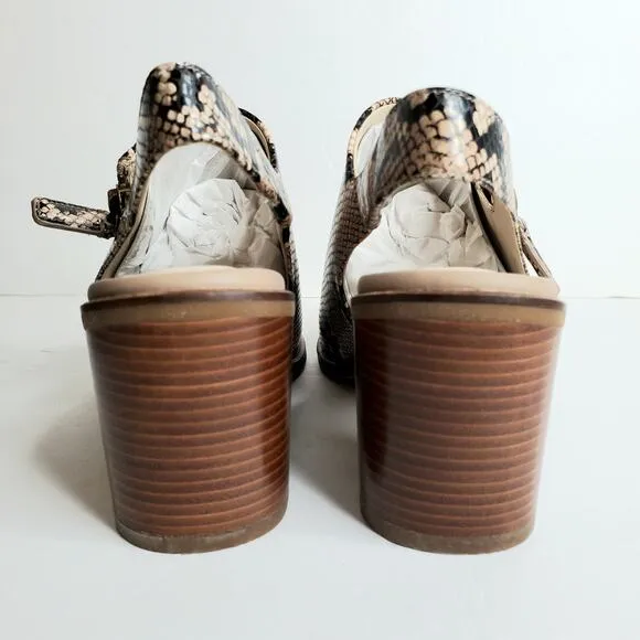 Cole Haan Vicky Leather Bootie Amphora Snake Print Size 6 Sling Back Zip Animal