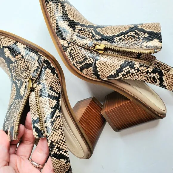 Cole Haan Vicky Leather Bootie Amphora Snake Print Size 6 Sling Back Zip Animal