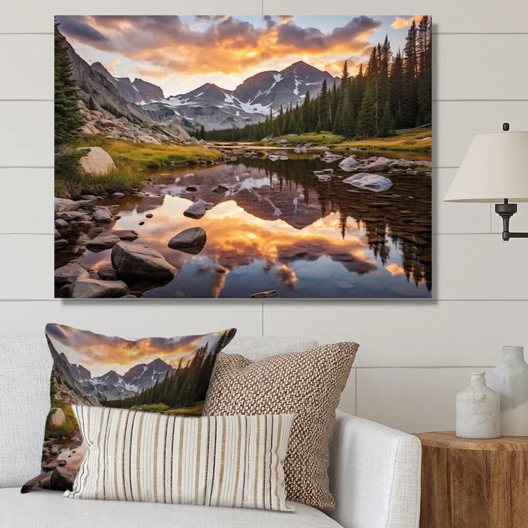 Colorado Mountain Senerity III Framed On Canvas Print Millwood Pines Size: 16" H x 32" W x 1" D Format: Wrapped Canvas