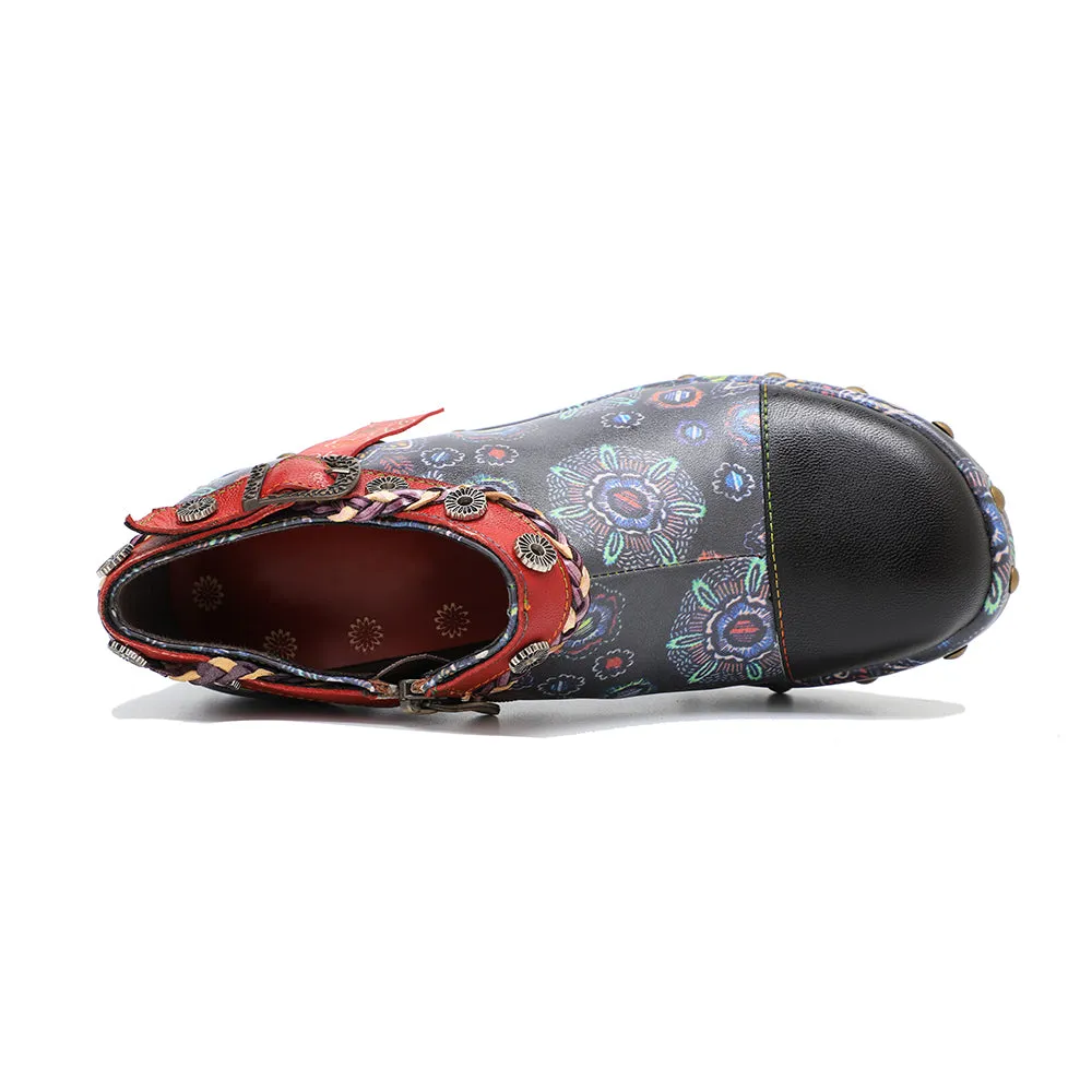 CrazycatZ Leather Pumps,Womens Colorful Vintage Block Heel Oxford Vintage Shoes Pumps 304
