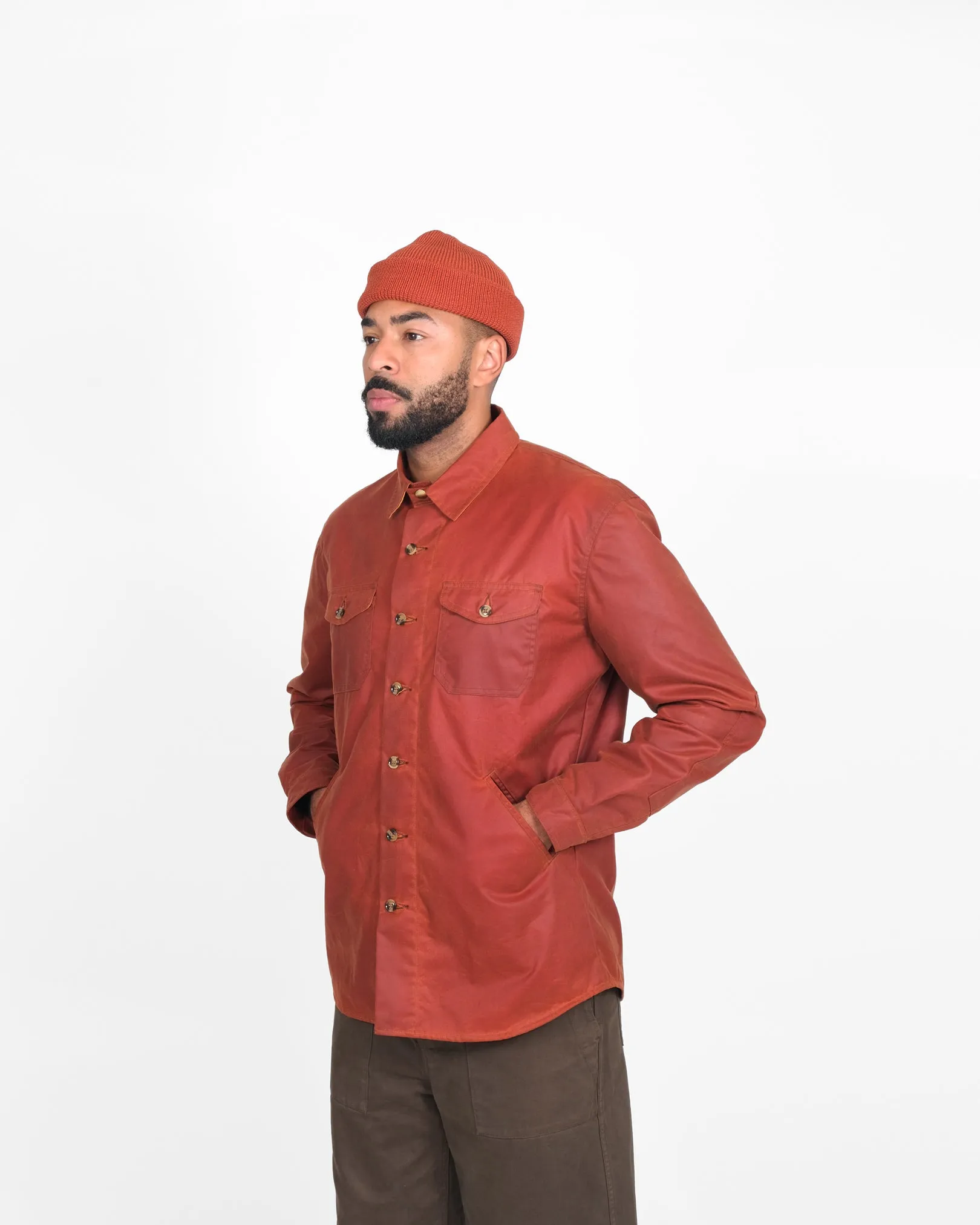 Crissman Overshirt - Waxed Canvas Brick Red