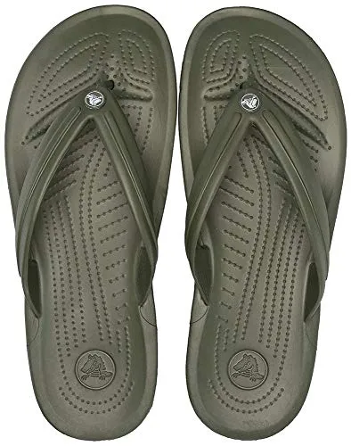 crocs Unisex Adult Crocband Flip Army Green/White Flop-10 UK Men (M11) (11033)
