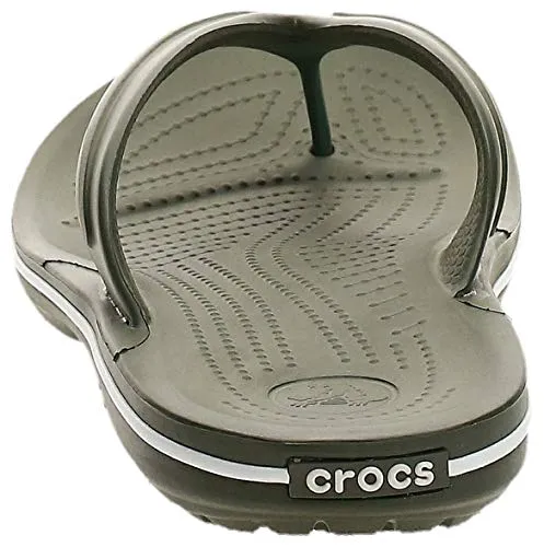 crocs Unisex Adult Crocband Flip Army Green/White Flop-10 UK Men (M11) (11033)