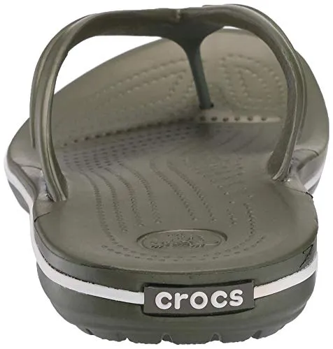 crocs Unisex Adult Crocband Flip Army Green/White Flop-10 UK Men (M11) (11033)