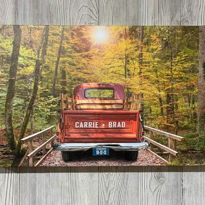 Custom Vintage Truck Wall Art Personalized Canvas Print with Names