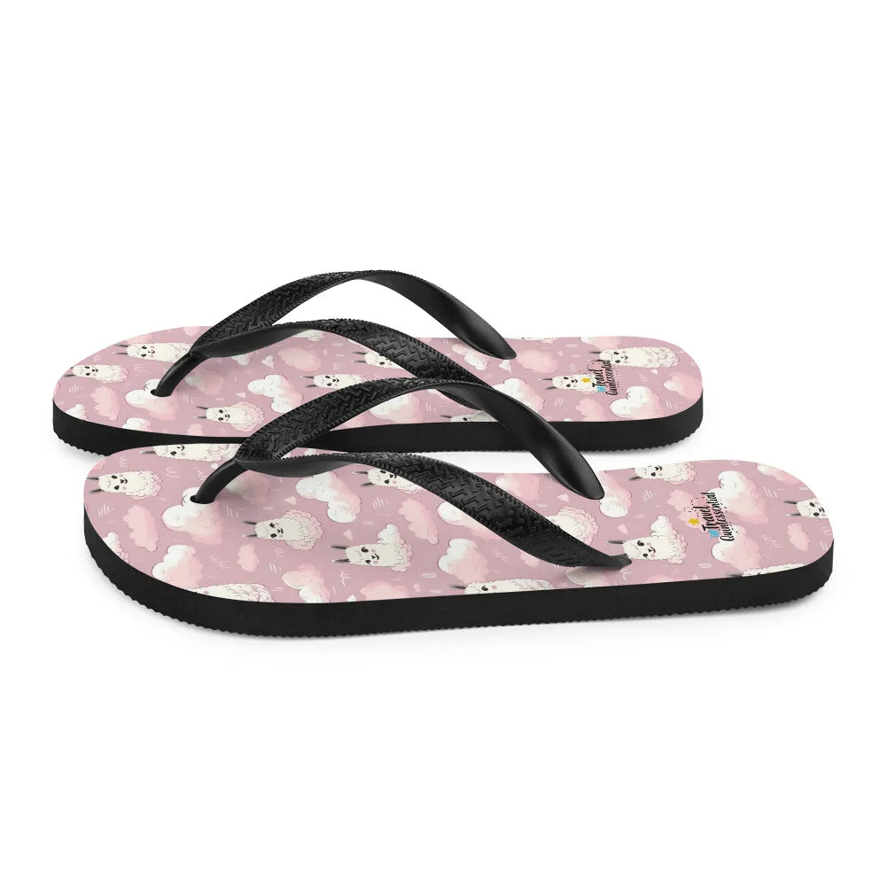 Cute Llama Cartoon Flip-Flops L0001