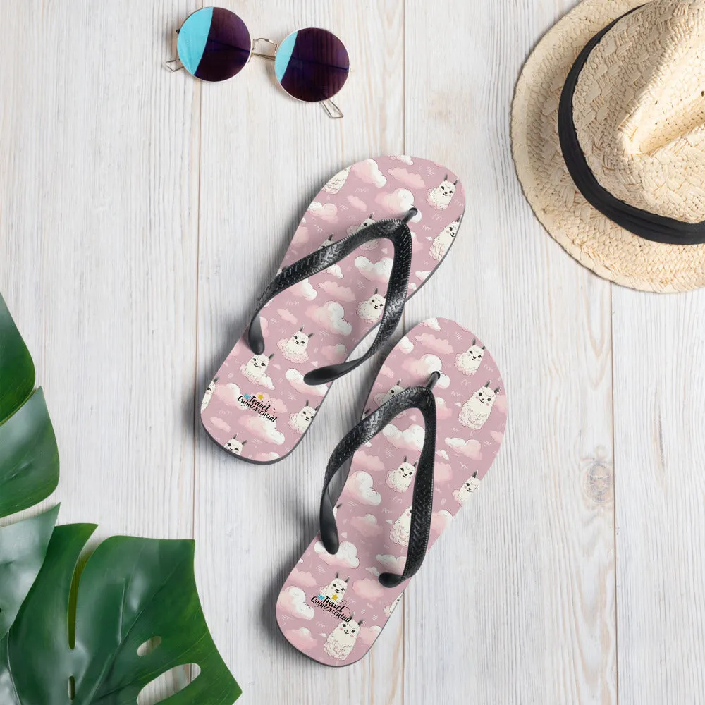 Cute Llama Cartoon Flip-Flops L0001