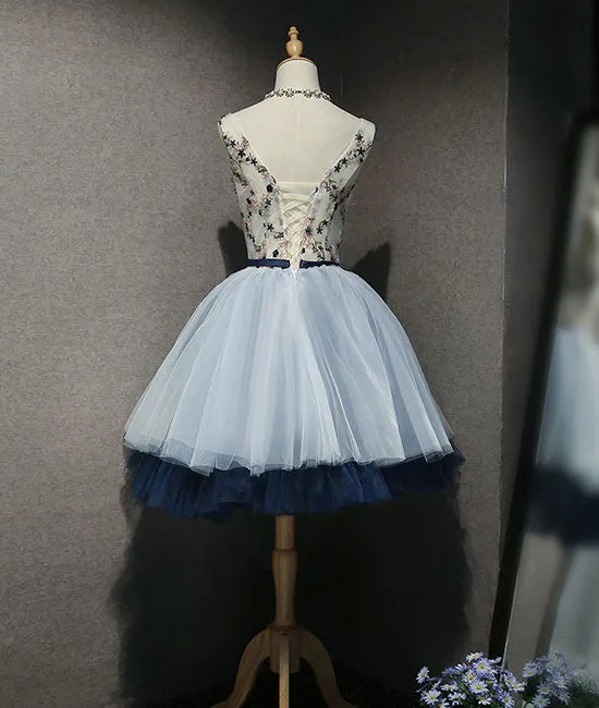 Cute round neck tulle short prom dress, homecoming dress